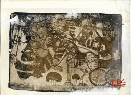 Rama's War With Kumbhakaran Painting Folk Ramayana (Maharashtra)