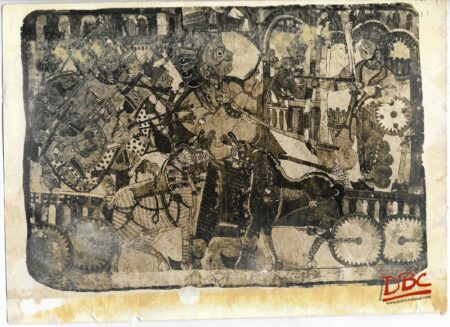 War of Rama & Ravana  Painting Folk Ramayana (Maharashtra)