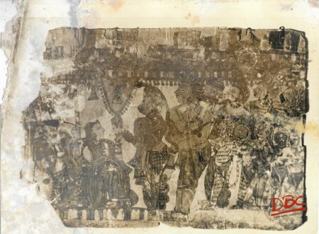 Rama & Sita Greeted Bibhisana Hanumana Etc. Painting Folk Ramayana (Maharashtra)