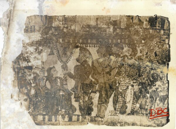 Rama & Sita Greeted Bibhisana Hanumana Etc. Painting Folk Ramayana (Maharashtra)